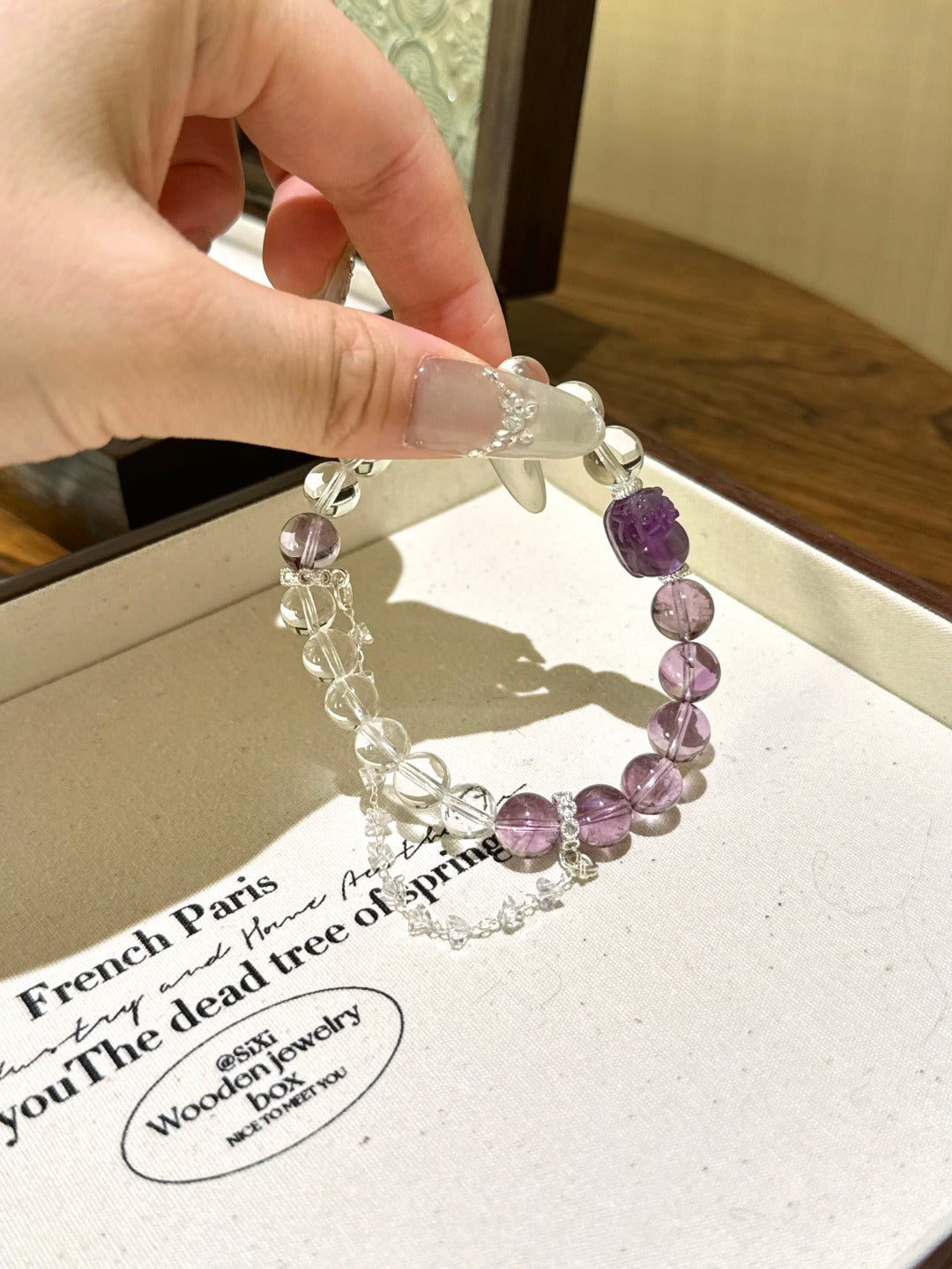 ▫️▪️ Amethyst white crystal Pixiu bracelet